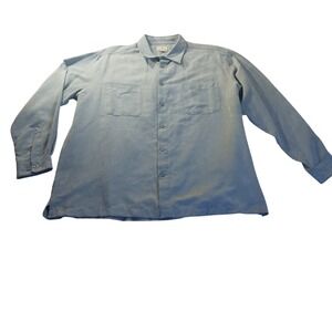 Solitude Faux Suede Shirt Mens XL Blue Long Sleeve Retro Eclectic Grandpa Casual